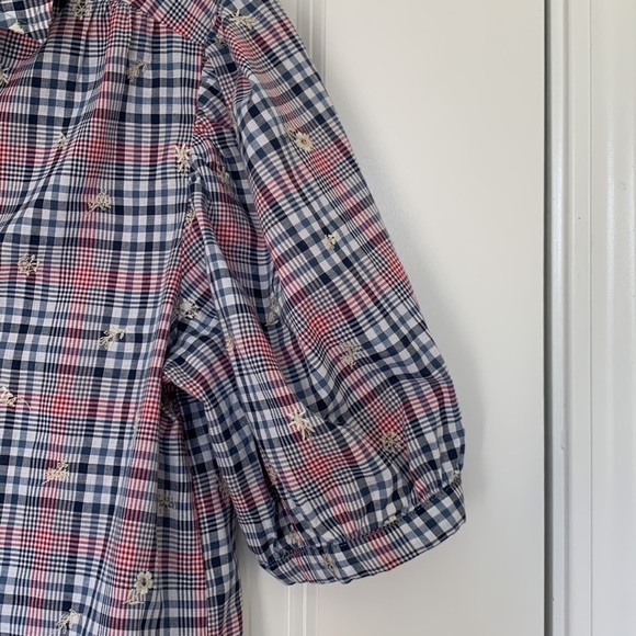 Anthropologie Checkered Pattern Button Down Blouse - Picture 3 of 4